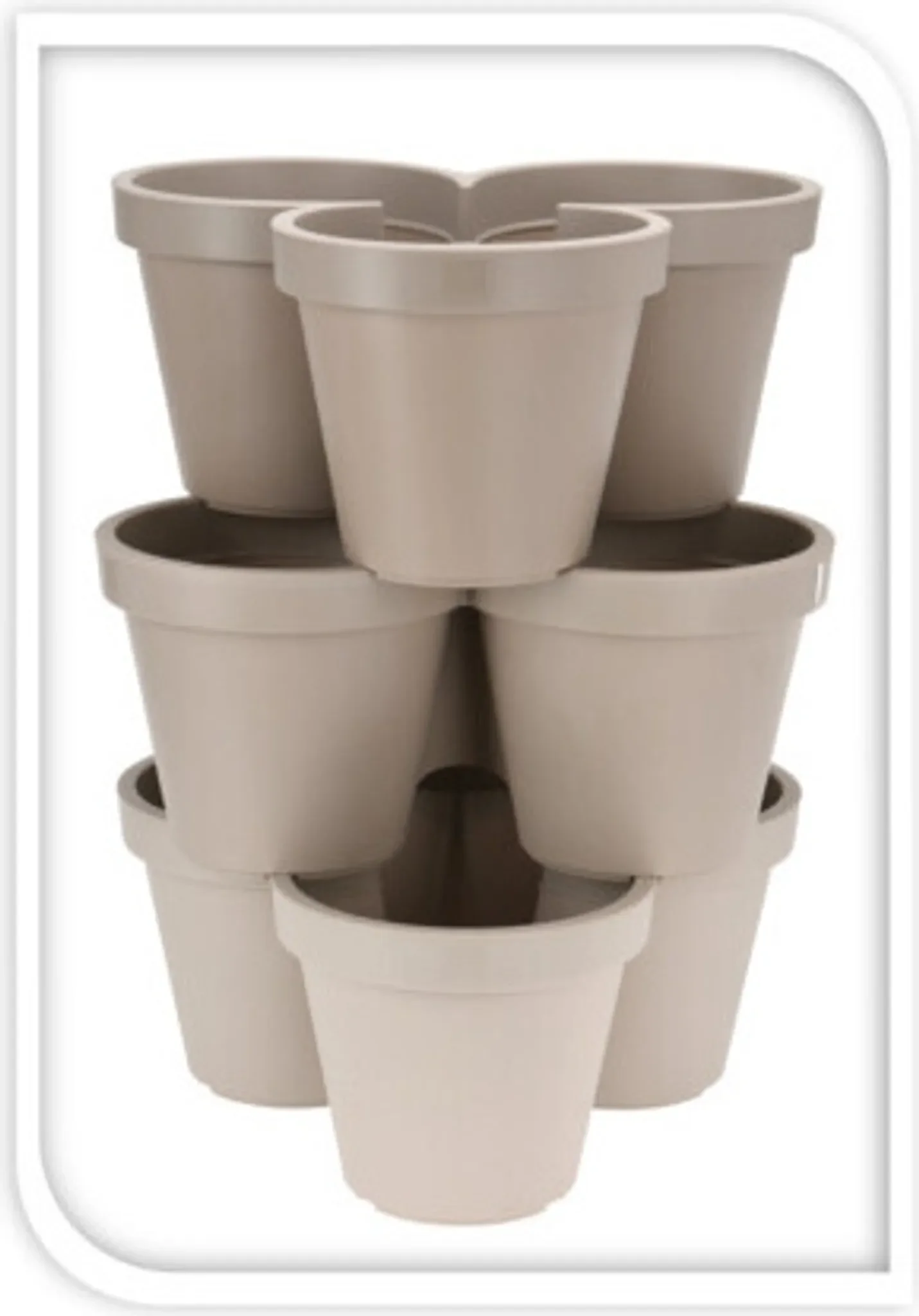 Dreifach-Pflanztopf Beige – Ø 44 × 20 cm, 3-Kammern-Blumentopf aus Kunststoff für Garten, Terrasse & Balkon